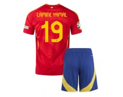 Spanien Lamine Yamal #19 Replika Babytøj Hjemmebanesæt Børn EM 2024 Kortærmet (+ Korte bukser)